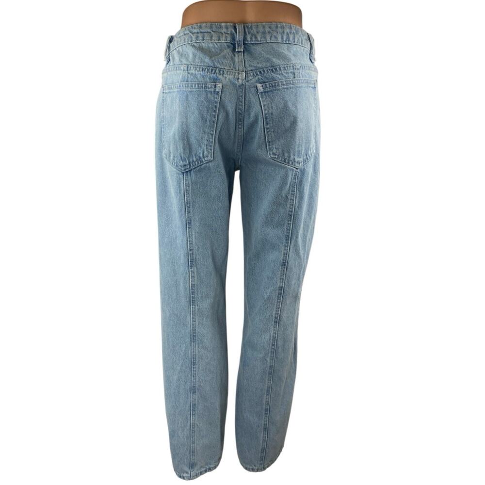 Zara Women's Blue Seamed Paneled High Waisted Straight Denim Jeans Pants Size 6 - Picture 3 of 4